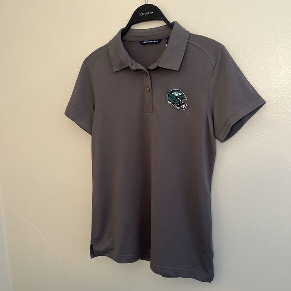 CUTTER & BUCK Advanced Pique New York Jets Football Polo, Gray- L - Picture 3 of 8